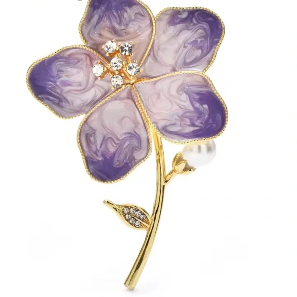 Lavender Gold Floral Brooch